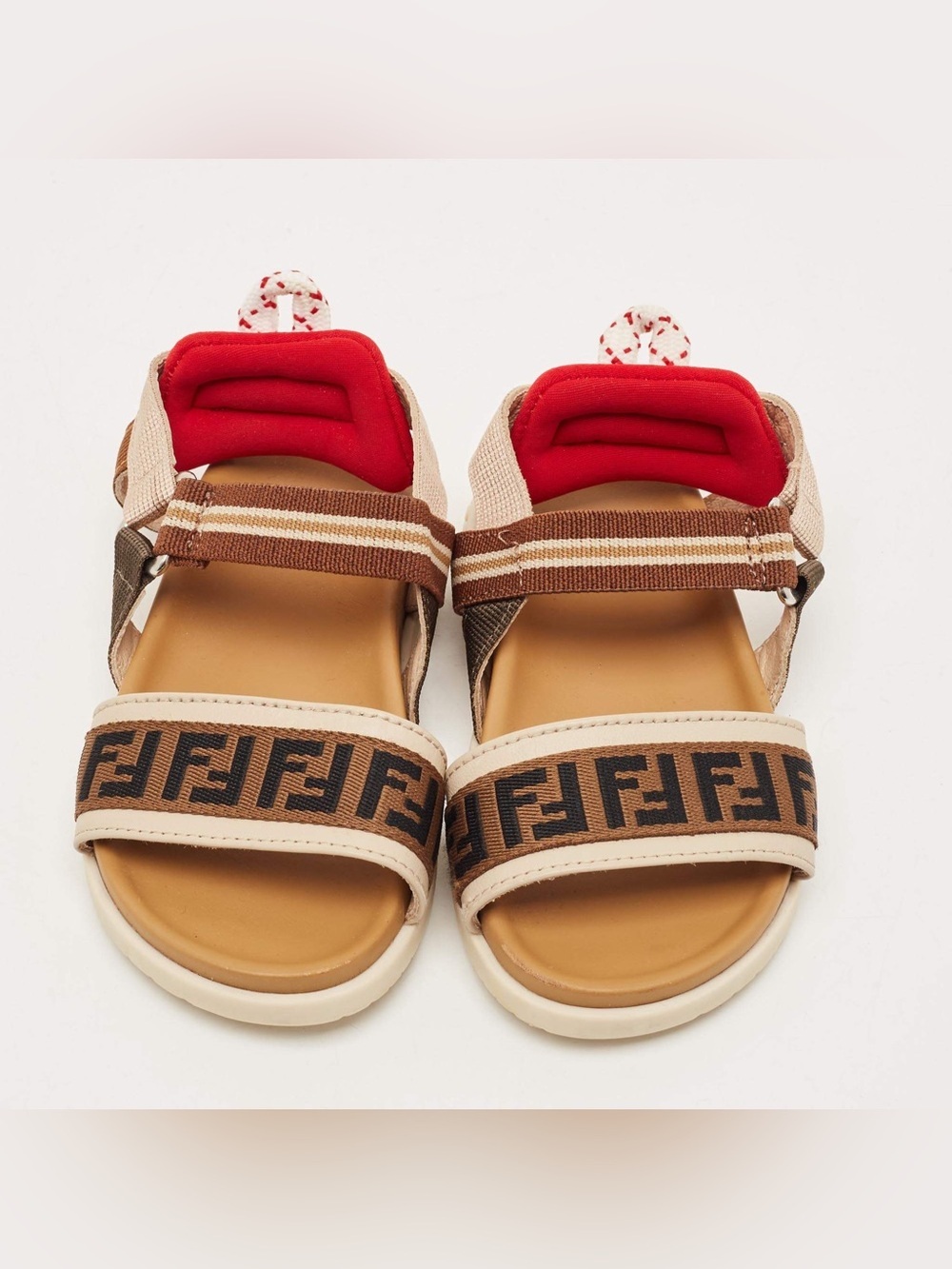 FENDI Kids Brown Logo-Print Strappy Sandals. Size 19 . Great condition